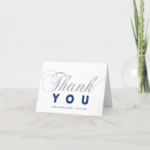 Silver & Navy   Modern Chic Party Thank You Note Card