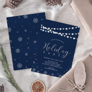 Silver & Navy Modern Corporate Holiday Party Invitation