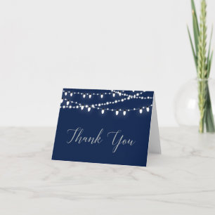 Silver & Navy   Party Thank You Greeting Note Card