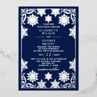 Silver Navy Snowflakes Winter Wedding