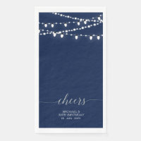 Silver Navy String Light Elegant Lettering Cheers