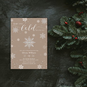 Silver Neutral Magic Winter Snowflake Baby Shower Invitation