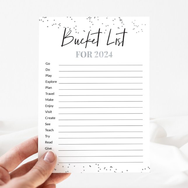 Silver New Year Bucket List Cards for 2024 (Creator Uploaded)