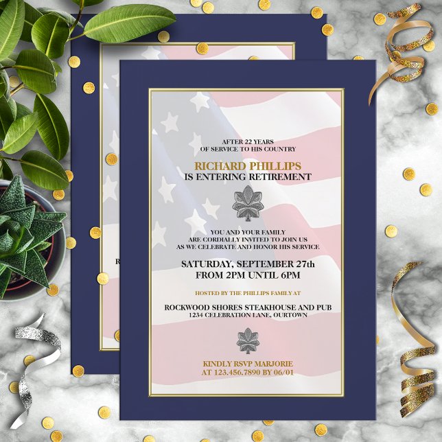 Silver Oak Leaf Military Retirement Party Invitation (Creator Uploaded)