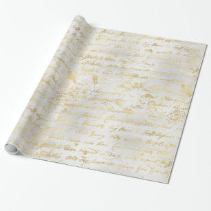 Silver Old Gold Handwriting Wrapping Paper