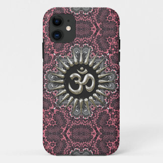 Silver Om Vintage Pink Damask iPhone 5 11 Case