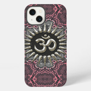 Silver Om Vintage Pink Damask iPhone 13 Case