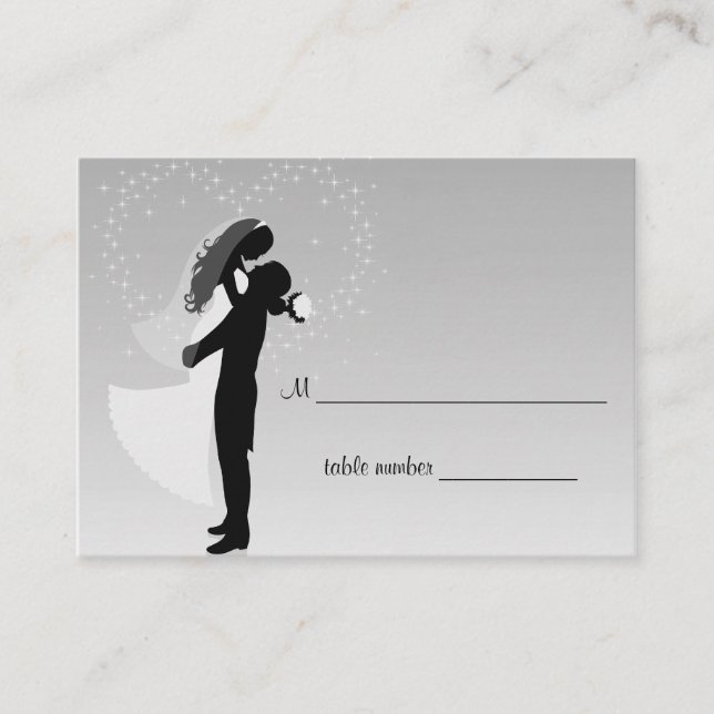 Silver Ombre Wedding Table Placecard (Front)