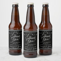 Silver on Black Wedding Beer Bottle Thank You