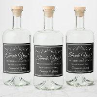 Silver on Black Wedding Liquor Bottle Thank You
