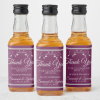 Silver on Cassis Wedding Mini Bottle Thank You