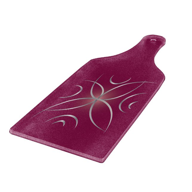 Silver on magenta cutting board (Corner)