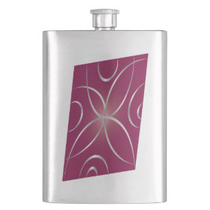 Silver on magenta hip flask