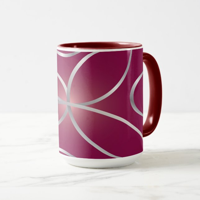 Silver on magenta mug (Front Right)