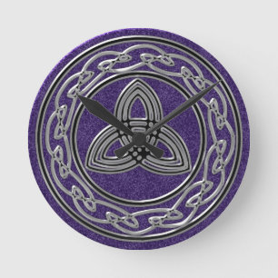 Silver on Purple Celtic Wheel and Trinity Clock