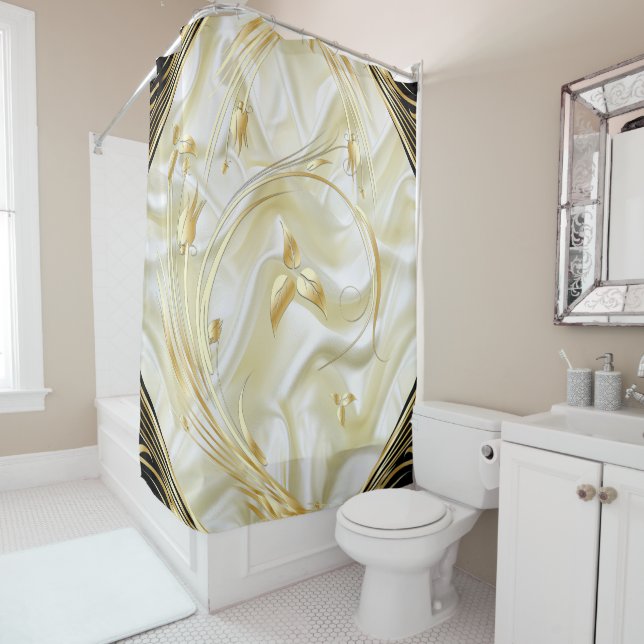 Silver or Gold Abstract flowers on - Silk & Art (In Situ)