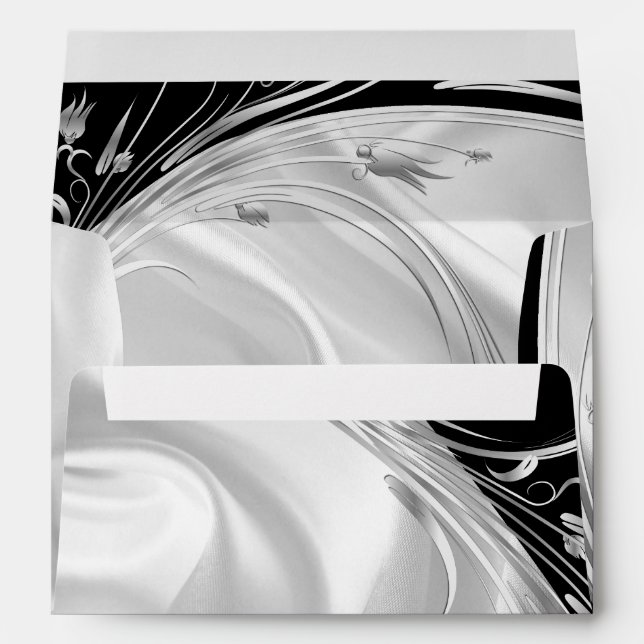 Silver or Gold Abstract flowers on - Silk & Art Envelope (Back (Bottom))