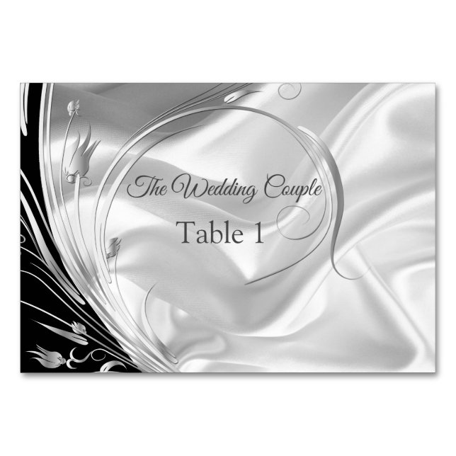 Silver or Gold Abstract flowers on - Silk & Art Table Number (Front)