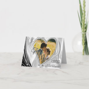 Silver or Gold Abstract flowers on - Silk & Art Thank You Card