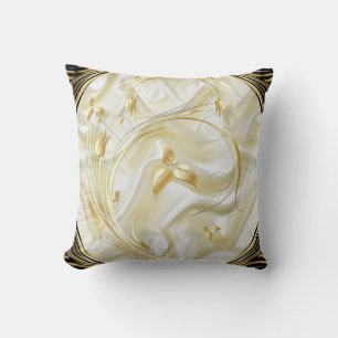 Silver or Gold Abstract flowers on - Silk & Art Throw Pillow