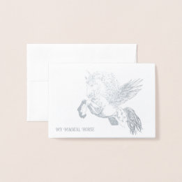 Silver or Gold Foil Card of Pegasus Horse