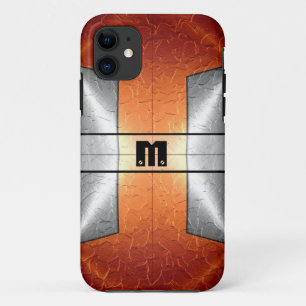 Silver Orange Shiny Stainless Steel Metal 9 iPhone 11 Case