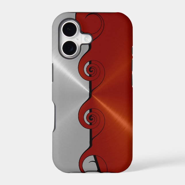 Silver Orange Stainless Metallic Swirl Pattern 3 (Back)