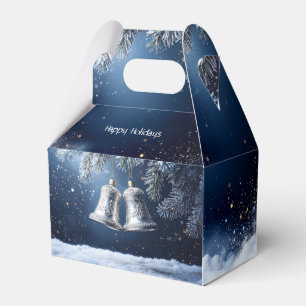 Silver Ornate Bells on Frosty Pines Favour Box