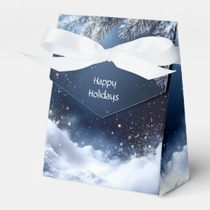 Silver Ornate Bells on Frosty Pines Favour Favor Box