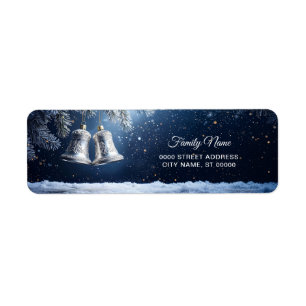 Silver Ornate Bells on Frosty Pines Return Address