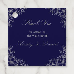 Silver Ornate Floral Wedding Favour Tags
