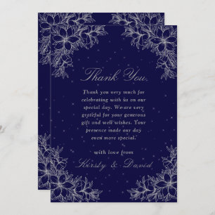 Silver Ornate Floral Wedding Thank You Card
