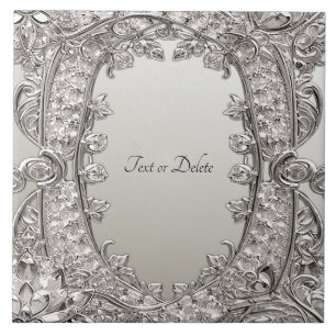 Silver Ornate Modern Ceramic Tile