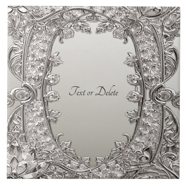 Silver Ornate Modern Ceramic Tile (Front)
