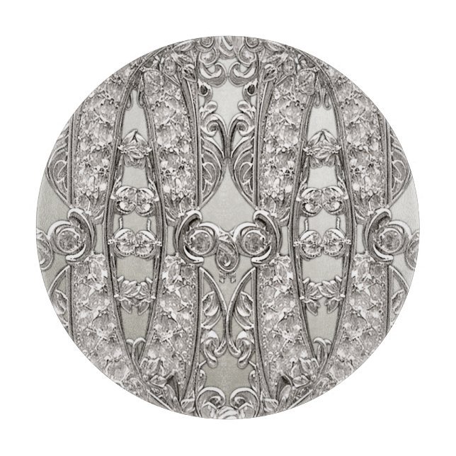 Silver Ornate Modern Cutting Board (Front)