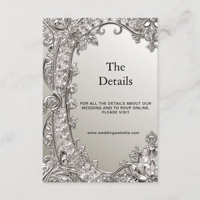 Silver Ornate Modern Detail Enclosure Card (Front)