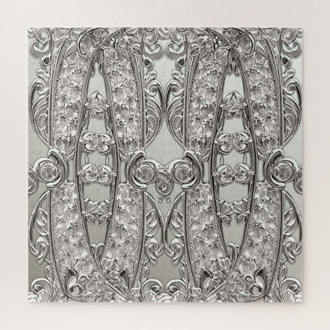 Silver Ornate Modern Jigsaw Puzzle (Vertical)