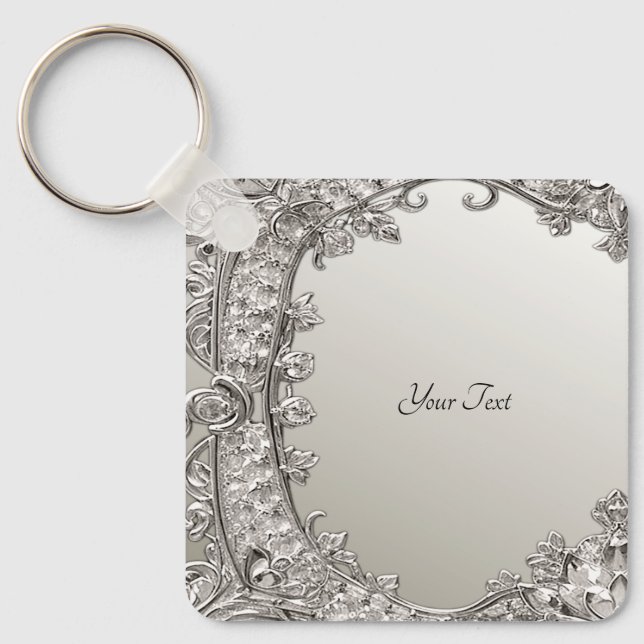Silver Ornate Modern Keychain (Front)