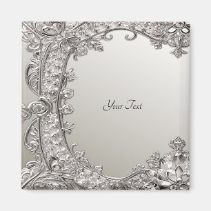 Silver Ornate Modern Magnet