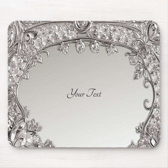 Silver Ornate Modern Mousepad (Front)