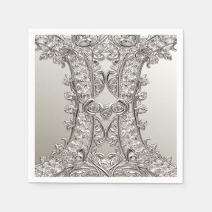 Silver Ornate Modern Napkins