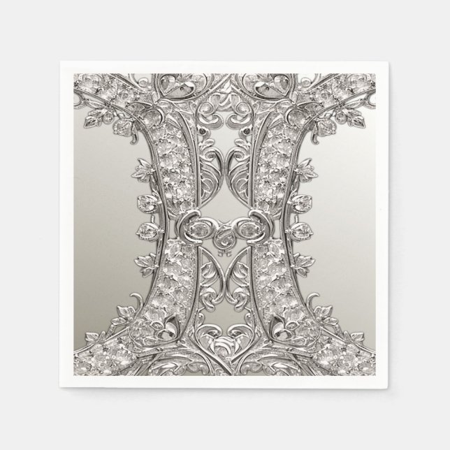 Silver Ornate Modern Napkins (Front)