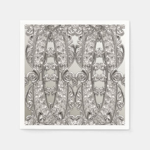 Silver Ornate Modern Napkins