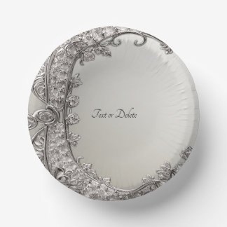 Silver Ornate Modern Paper Plate