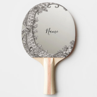Silver Ornate Modern Ping Pong Paddle