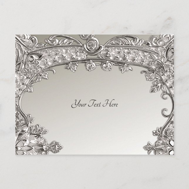 Silver Ornate Modern Postcard (Front)