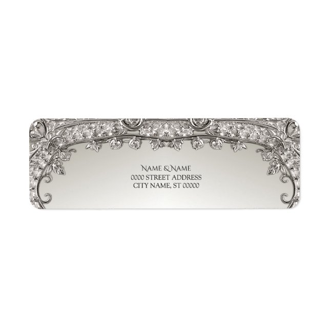 Silver Ornate Modern Return Address Label (Front)