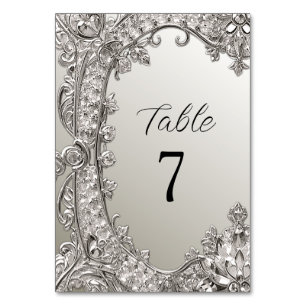 Silver Ornate Modern Table Number
