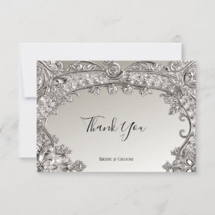 Silver Ornate Modern Thank You Card