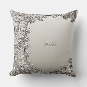 Silver Ornate Modern Throw Pillow